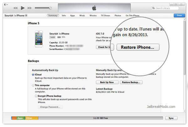iTunes的恢復，iphone設備