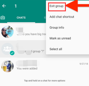 刪除 WhatsApp 上的群聊