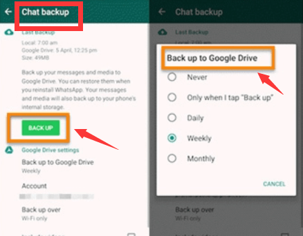 將 WhatsApp 消息備份到 Google Drive