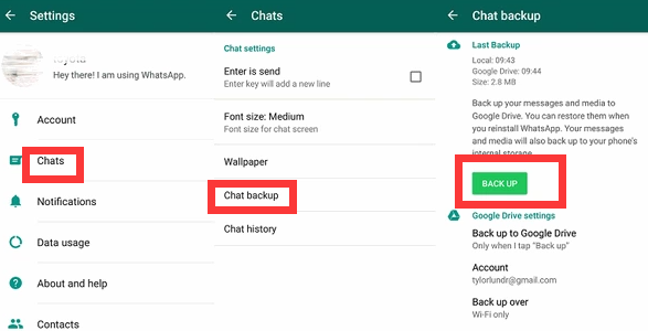 將 Android 上的 WhatsApp 消息手動備份到 Google Drive