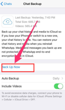 在 iCloud 中備份 WhatsApp 消息