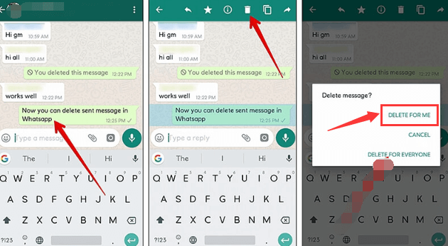 在對話中刪除單個 WhatsApp 消息
